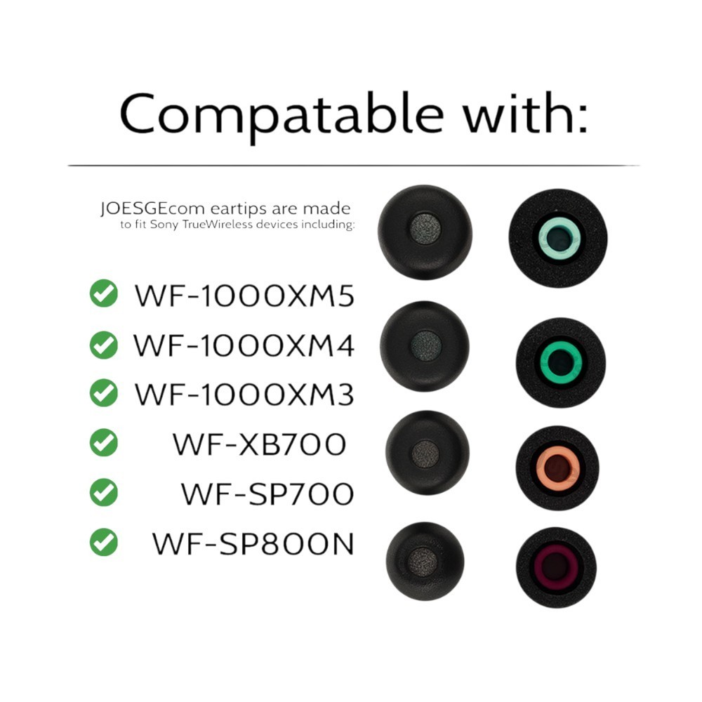 Sony WF-1000XM5 XM5 Memory Foam Eartips Earbuds Comfortable Replacement (Black)