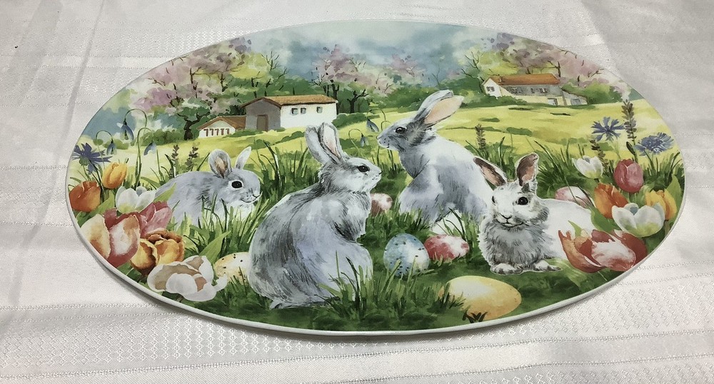 Oval Ceramic Easter Bunny Platter