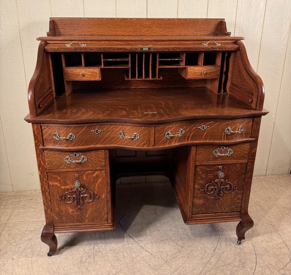 Antique Oak Macey's Roll Top Desk