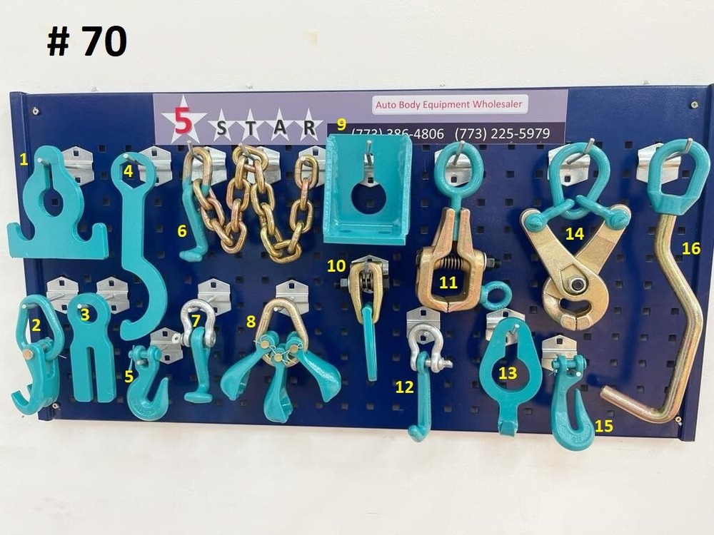 SET#70 - 16 PIECE HEAVY DUTY AUTO BODY FRAME MACHINE CLAMPS SET & PULLING TOOLS