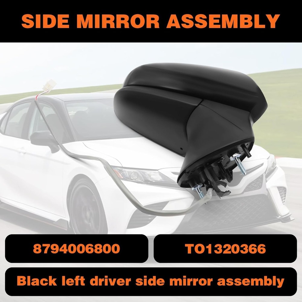 Right Passenger Side Mirror Assembly Compatible with Camry 2018-2024 with Power