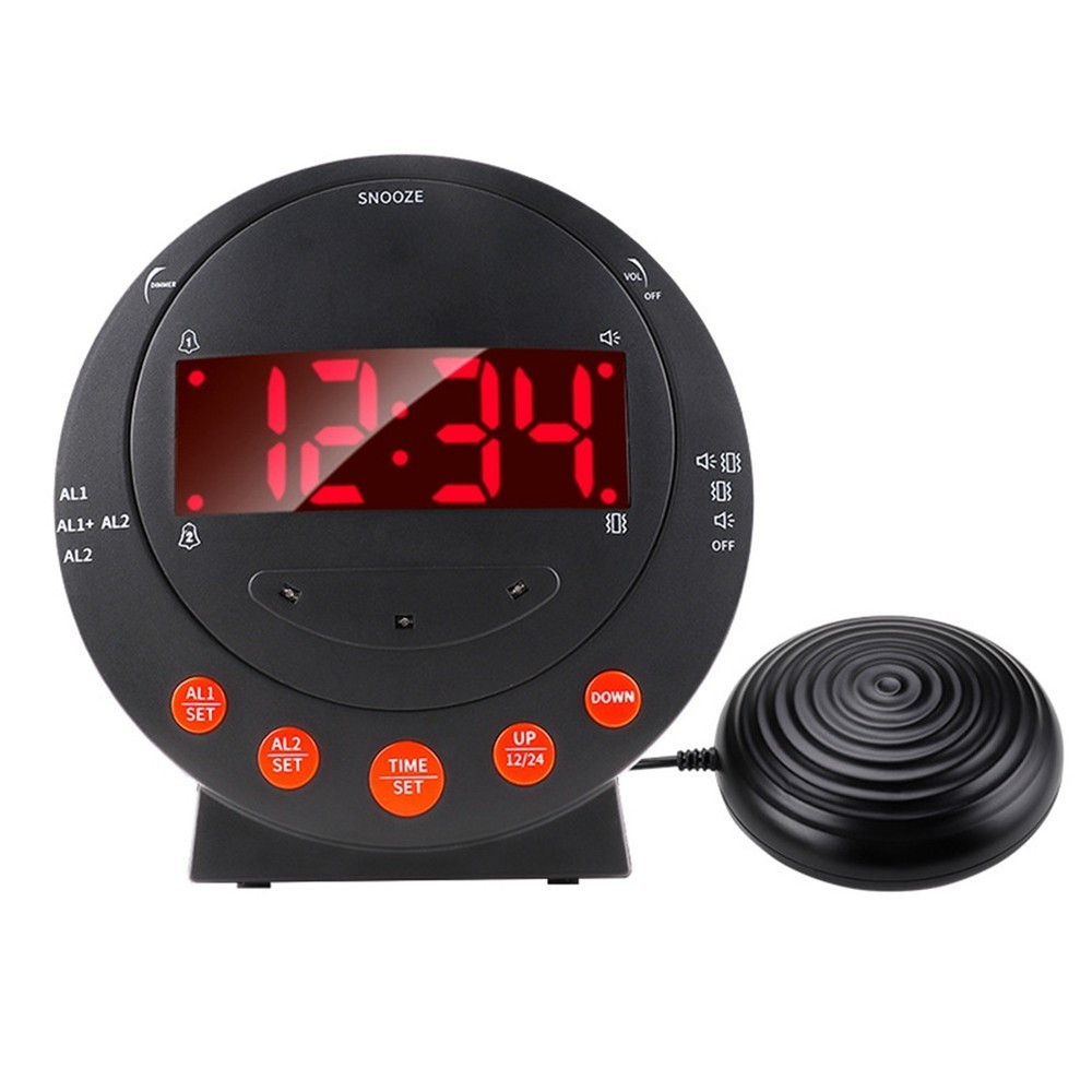 Digital Vibration Alarm Clock for Deep Sleepers with Adjustable Brightness
