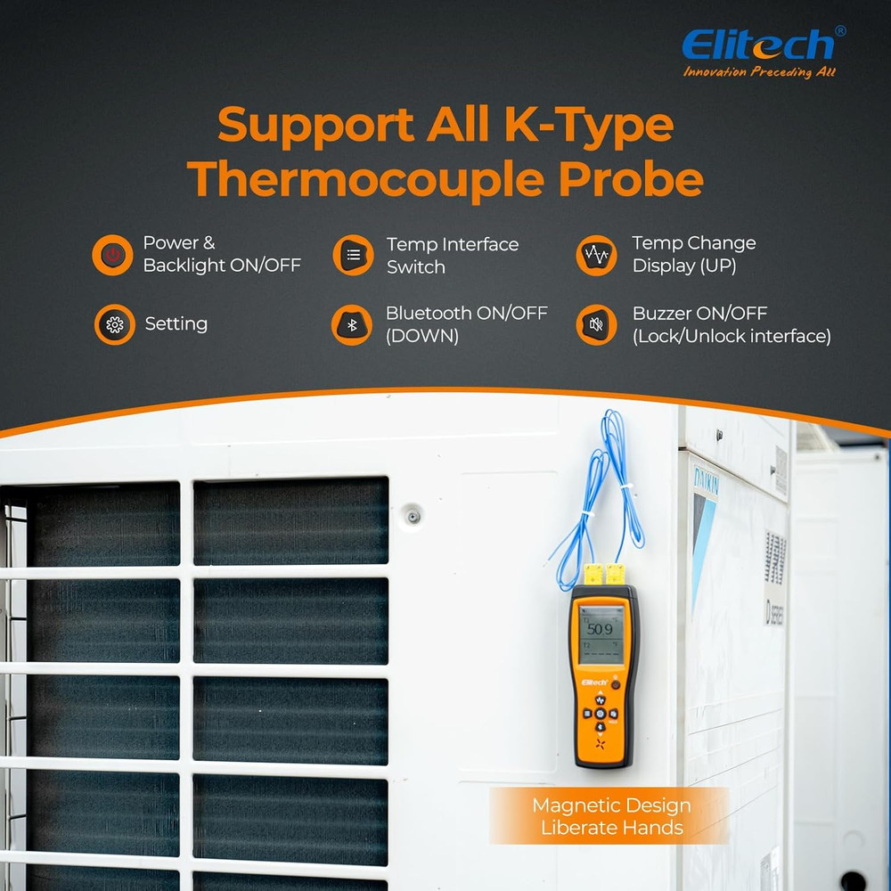 Bluetooth Thermocouple Thermometer Digital Temperature Data Logger K-Type, APP R