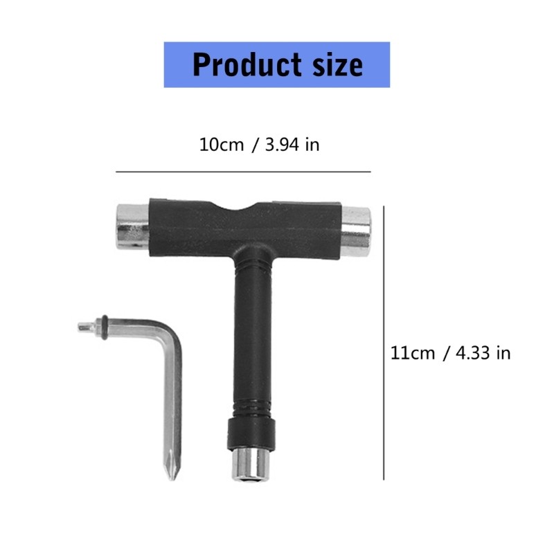 Multifunctional Skateboard Wrench Light Weight T Type Skateboard Tool Enduring