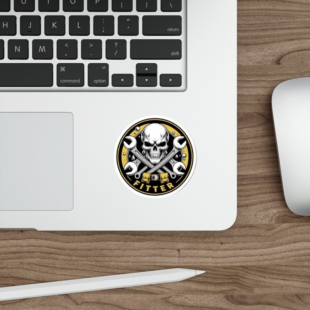 Fitter SKULL Hard Hat Sticker Badge Gift Decal Blue Collar Pipefitter