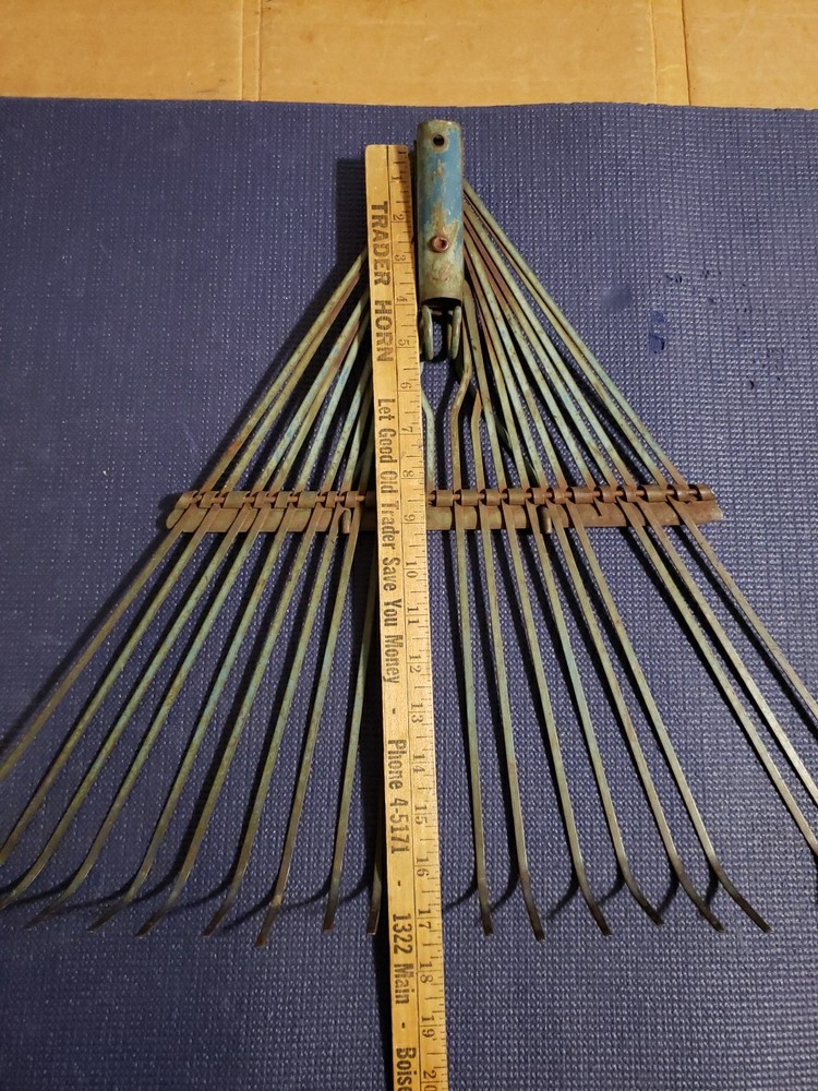 Vintage Leaf Rake Head Steel Tines
