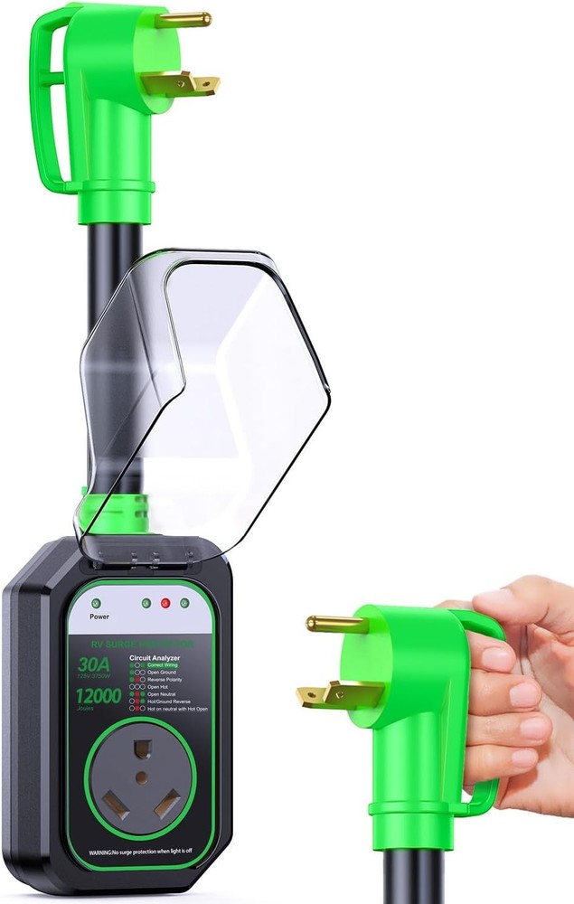 RV Surge Protector 30 Amp RV Circuit Analyzer (12000 J) With LED Indicator Light