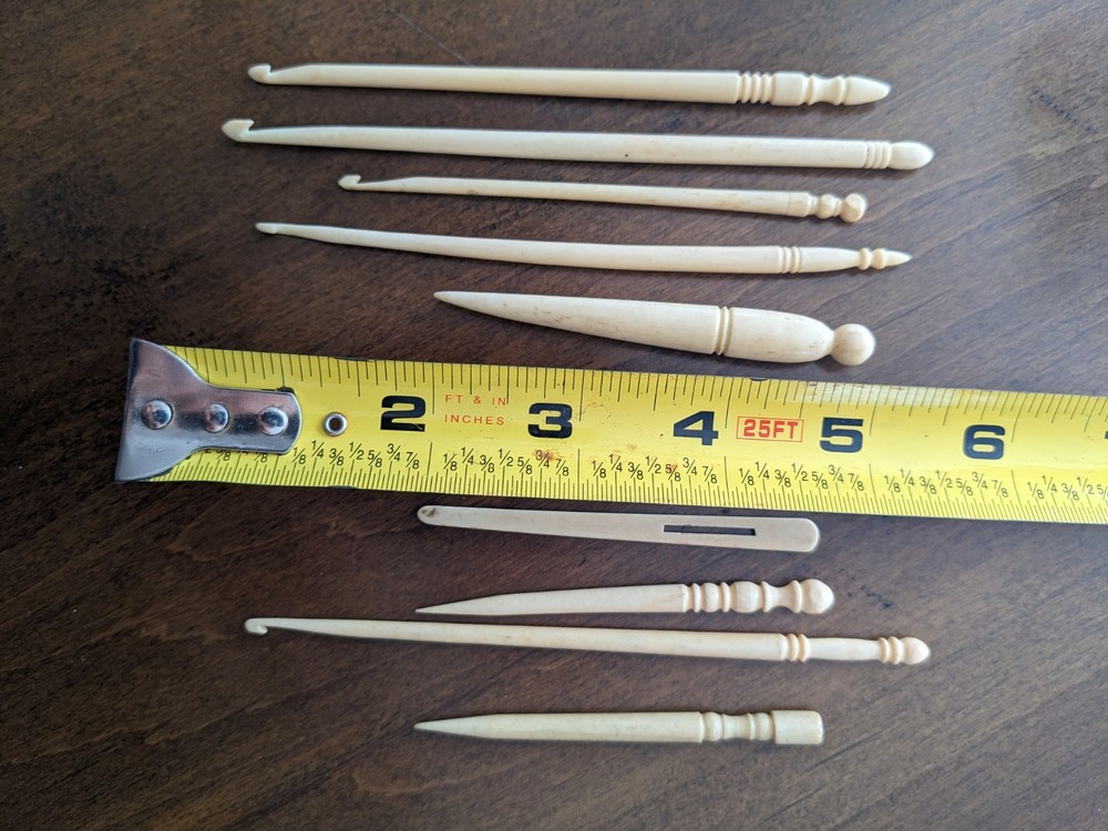 Antique Celluloid Crochet Hooks and other tools