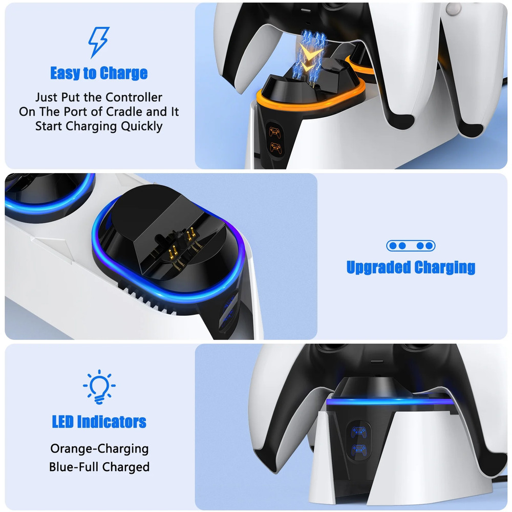 PS5 Controller Charging Station w/ LED, PlayStation5 DualSense Compatability NEW
