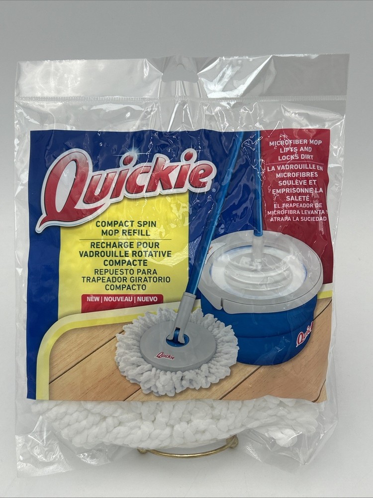 Quickie Water Compact Spin Mop Refill Floor Cleaning System Microfiber Clean