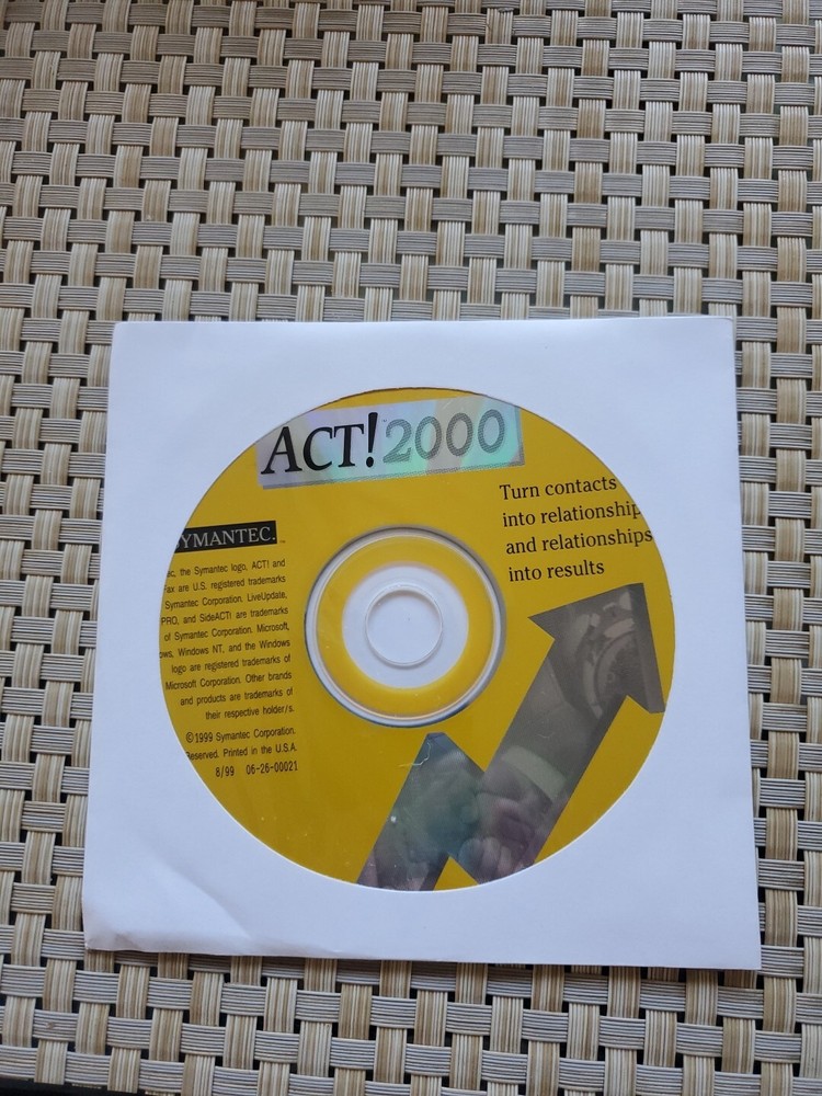 Symantec ACT! 2000 Complete Customer Calendar Management CD-ROM Software Windows