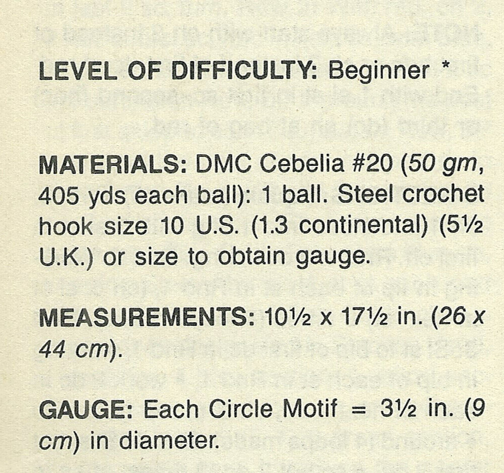 Charlotte's Circles Motif Runner Doily Crochet Pattern INSTRUCTION pages