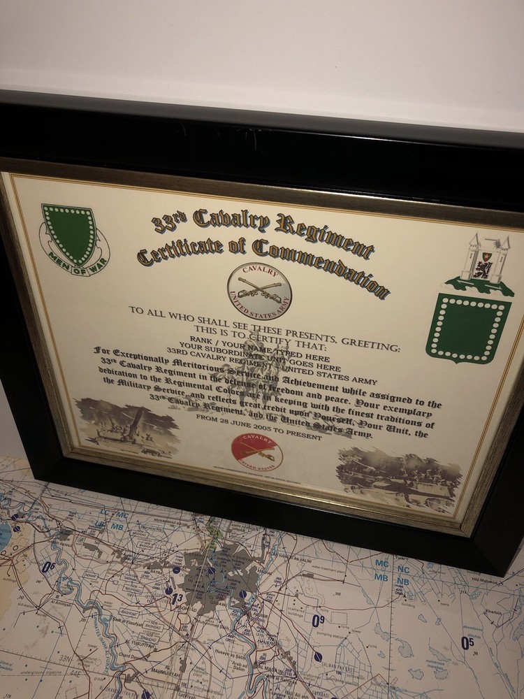 33RD U.S. CAVALRY REGIMENT / COMMEMORATIVE - CERTIFICATE OF COMMENDATION