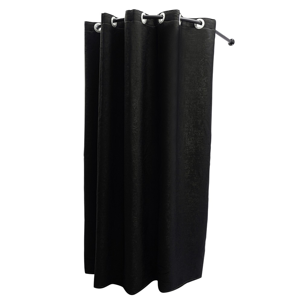 U-Shaped Black Changing Room with Privacy Curtain & Durable Design