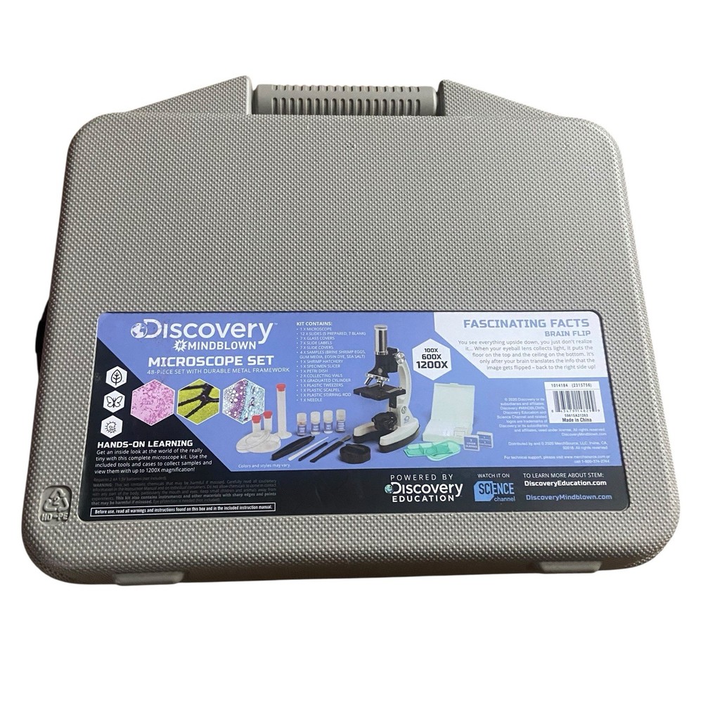Discovery Microscope Set 48-Piece Durable Metal Framework Open Box Science Kit