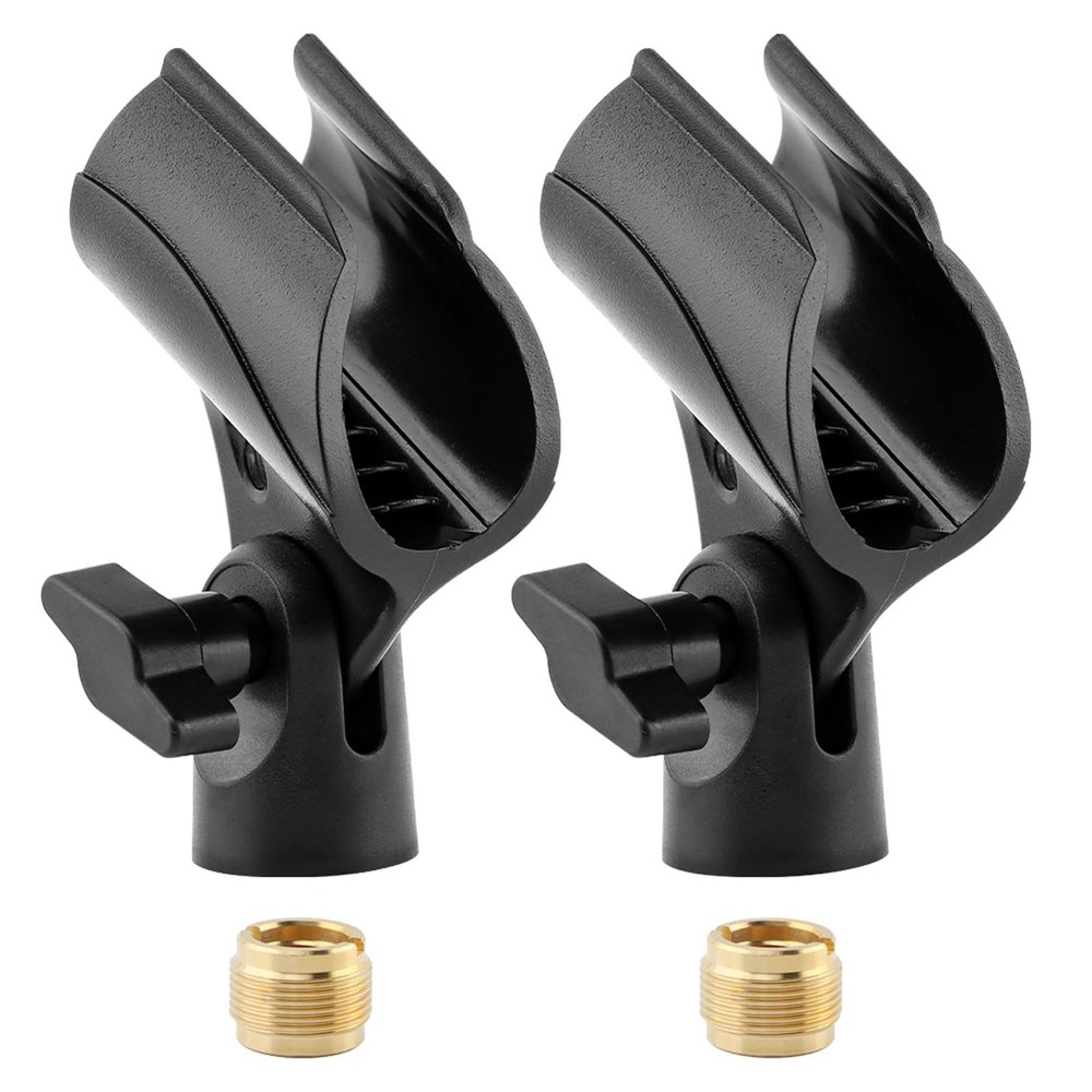 2 Pcs Adjustable Microphone Clip Stand Adapter with Metal Screws