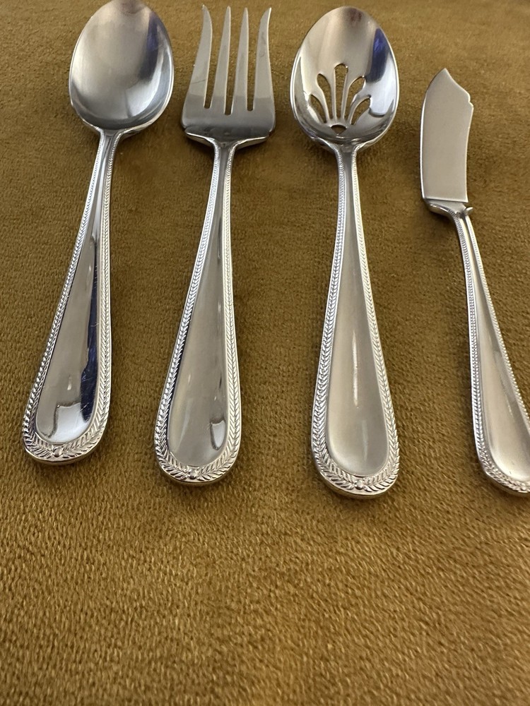 (4) Serving Pieces   BRAID Glossy 18/10 Stainless China