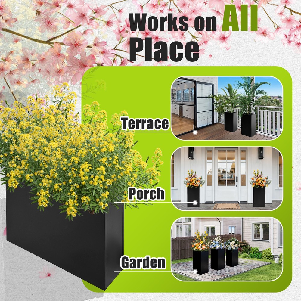 Steel Flower Vegetable Planter Box 10"x38"x30" Rectangular with Removable Shelf