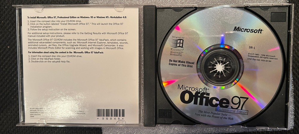 MICROSOFT OFFICE 97 Professional Edition (CD, 1997) with CD Key Code