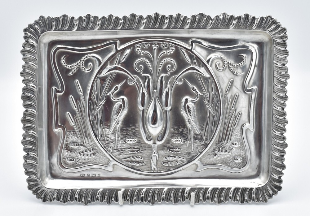 Antique Solid Silver Tray Aesthetic Movement Edwardian 1903