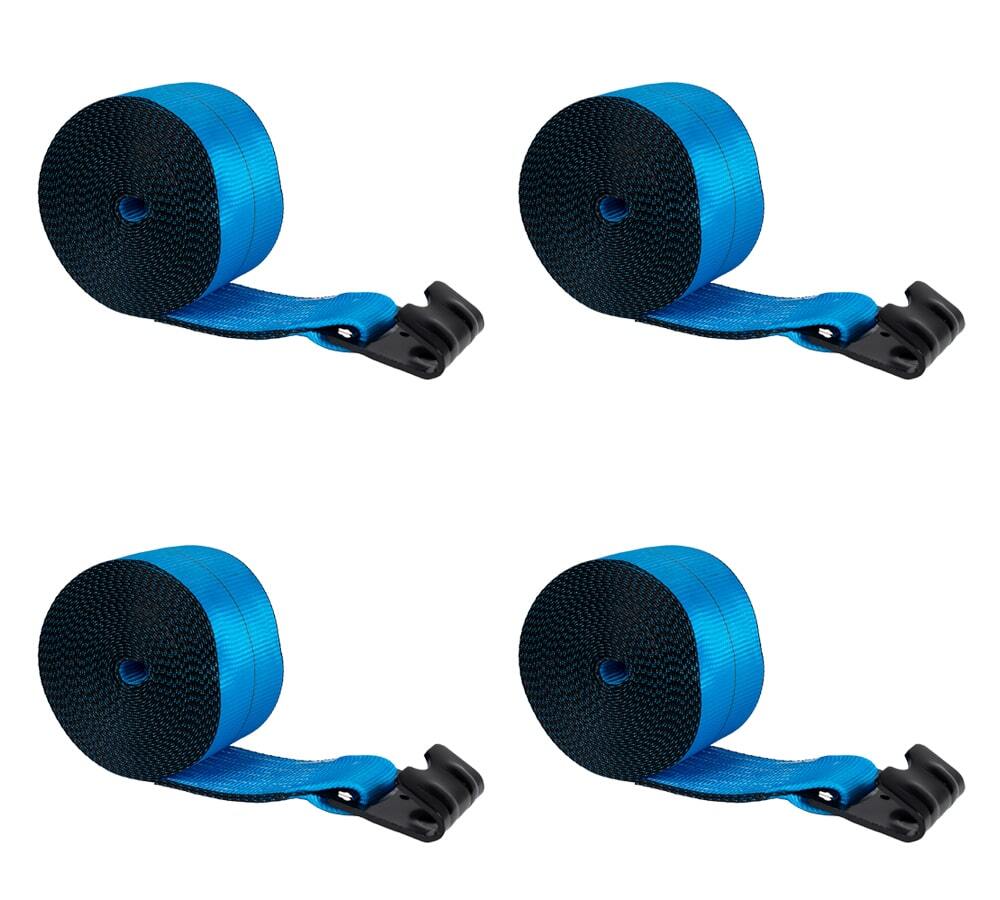 (4 Pack) 4" x 40' Winch Strap with Flat Hook - Blue