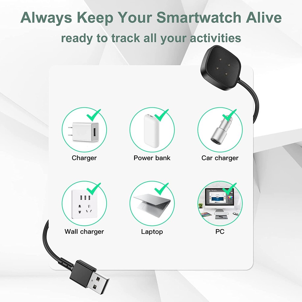 For Fitbit Versa3/Sense Watch USB Wireless Charging Dock Fast Cable Charger US