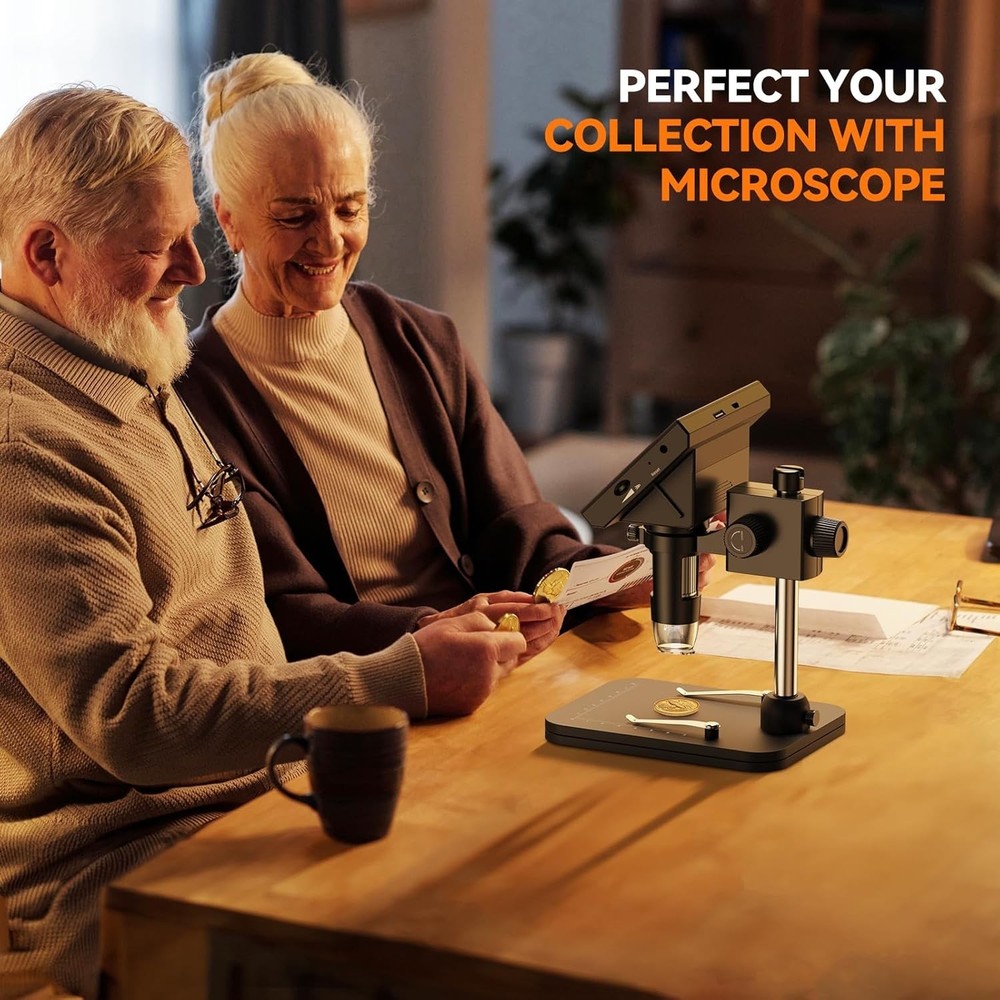 Coin Microscope, 4.3'' LCD Digital Microscope 1000x, Coin Magnifier with 8 Ad...