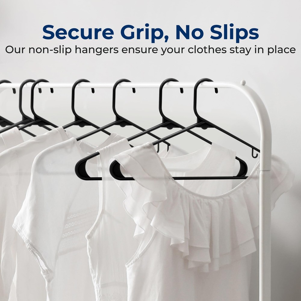 SereneLife 30 Pack Plastic Hangers (Black)