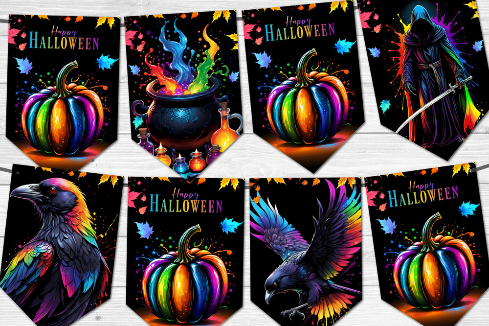 Halloween Bunting Psychedelic Bright Neon Party Decoration