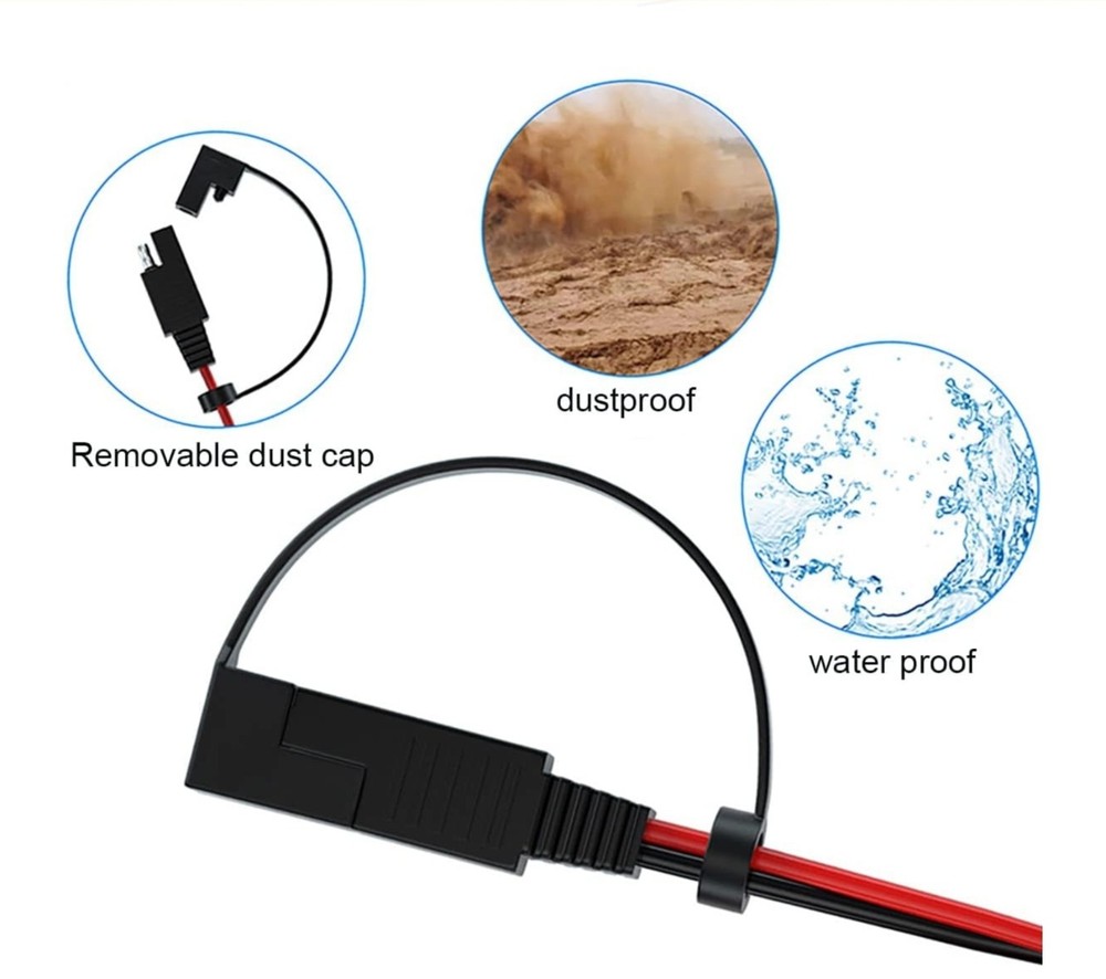 3 Pack SAE Cigarette Lighter Cable Plug Socket Adapter 14AWG .98ft 20Amps Power