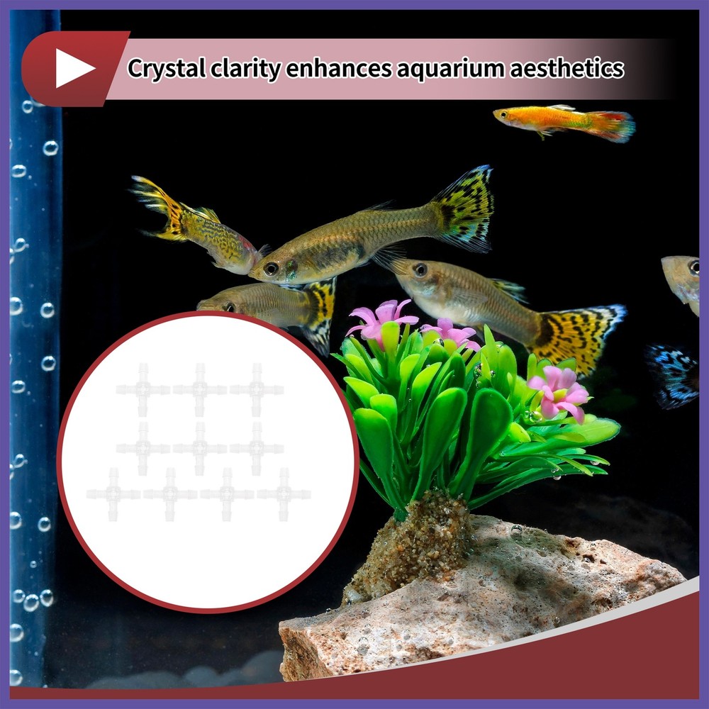 Plastic Hose Barb Fitting 3/16" OD Barb Cross 4*Way Pipe Connector Clear 10Pc