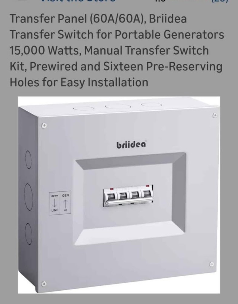 Briidea 60A Manual Transfer Switch for Portable Generators