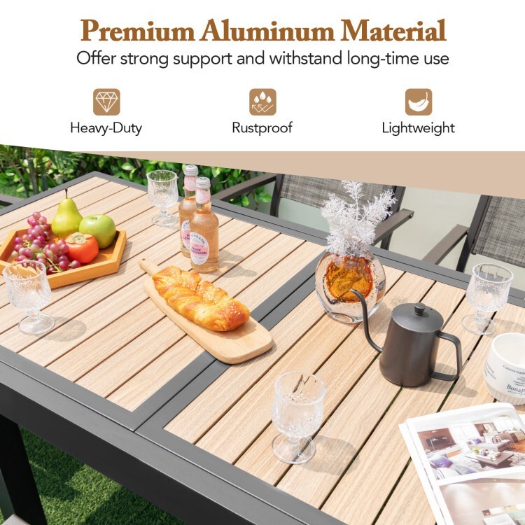31.5-63" Patio Outdoor Dining Table Rectangular Extendable Table for 4-6 People