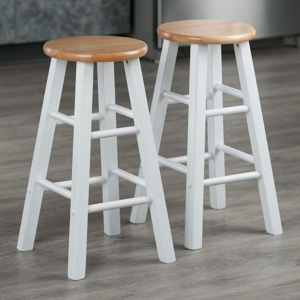 Element Counter Stools, Natural & White, 24", 2 Piece Set