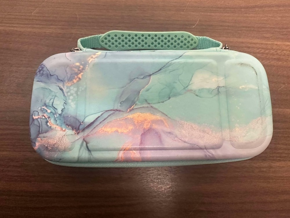 Sea Green Marble Pattern Rubberized Rugged Carrying Case For Nintendo Switch 4E