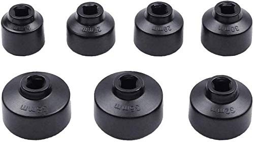 7-Piece Oil Filter Socket Set Includes Black Aluminium