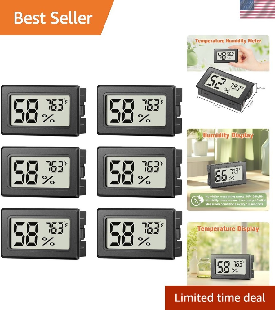 6 Pack Mini Hygrometer Indoor Humidity Meter, Small Digital Thermometer Humidity