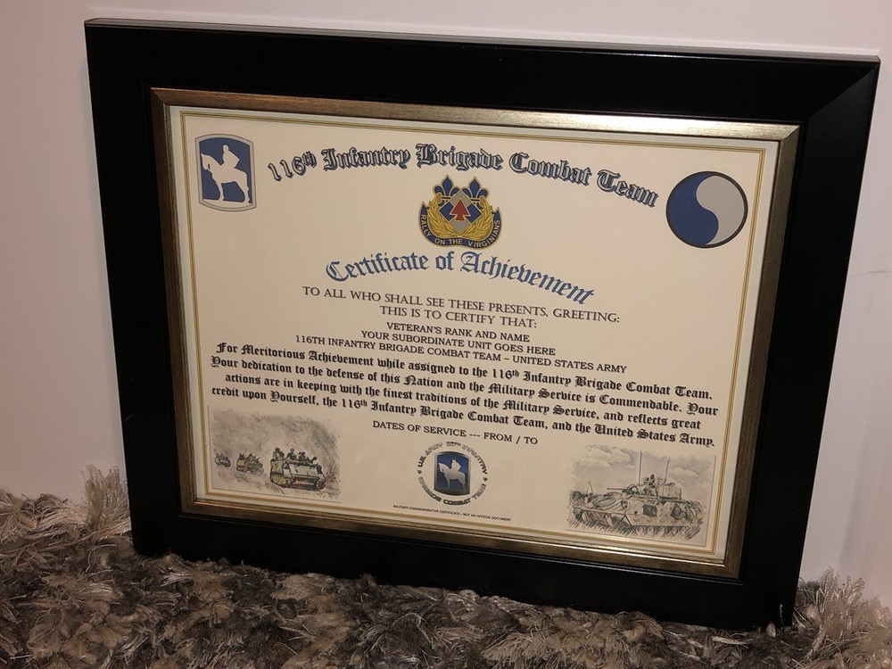 116TH INFANTRY BRIGADE COMBAT TEAM - COA / (COMMEMORATIVE CERTIFICATE)