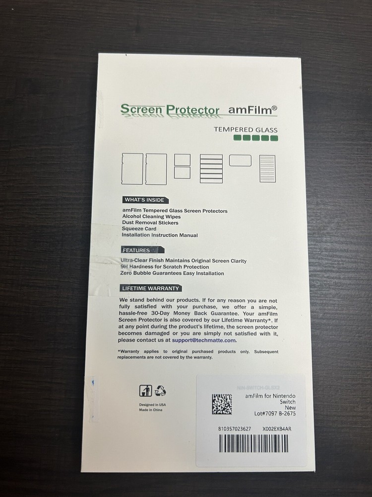 amFilm Nintendo Switch Premium Tempered Glass Screen Protector (2 Pack)