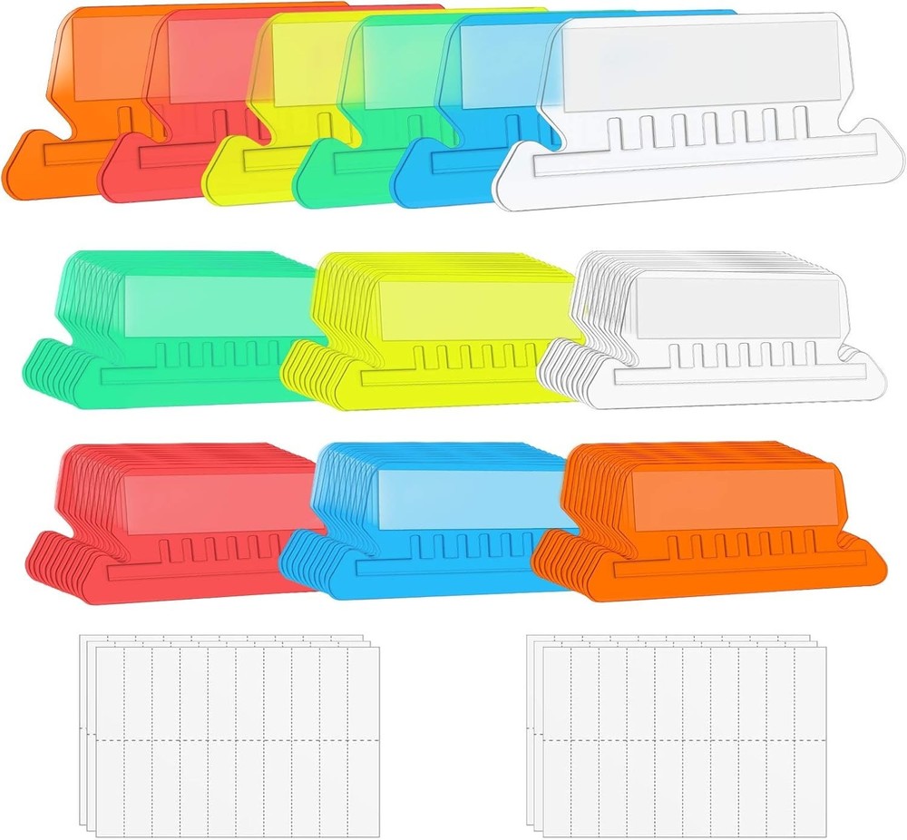 File Folder Tabs, 60+120 Sets Multicolor Hanging Tabs With Green