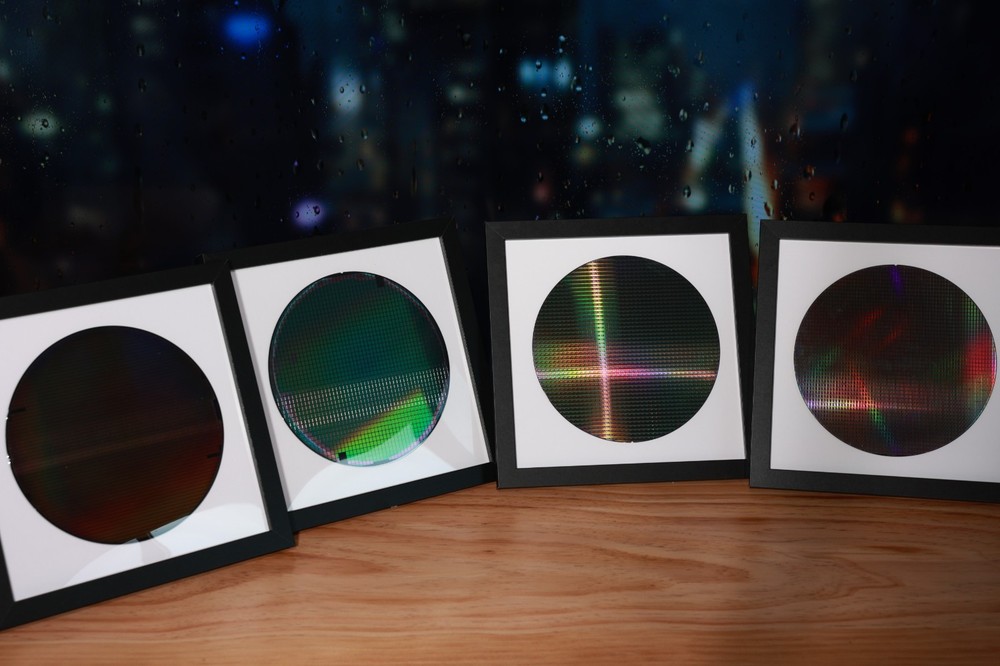 Framed Silicon Wafer Display for Vintage CPU Microchips Tech Wall Art