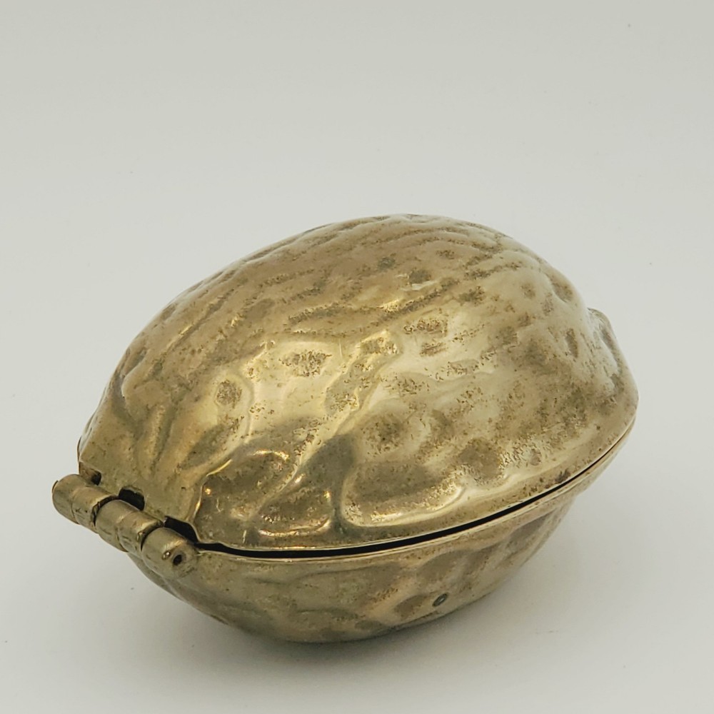 Vintage Heavy Brass Nutcracker Walnut Shaped Box Nut Cracker 1950’s