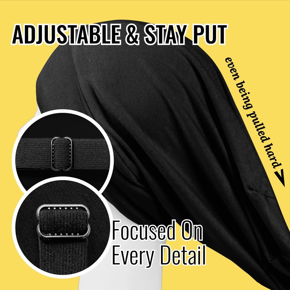 PARISBELLA Satin Lined Sleep Cap Bonnet for Curly One Size, Solid Color-black