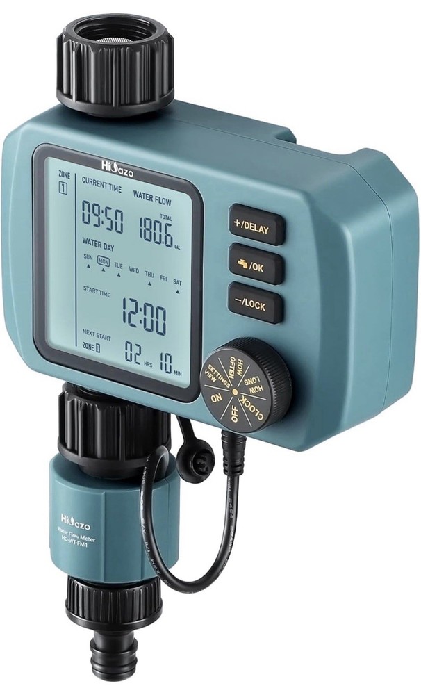 Programmable Water Timer With Flow Meter. Single Zone Sprinkler Controller .