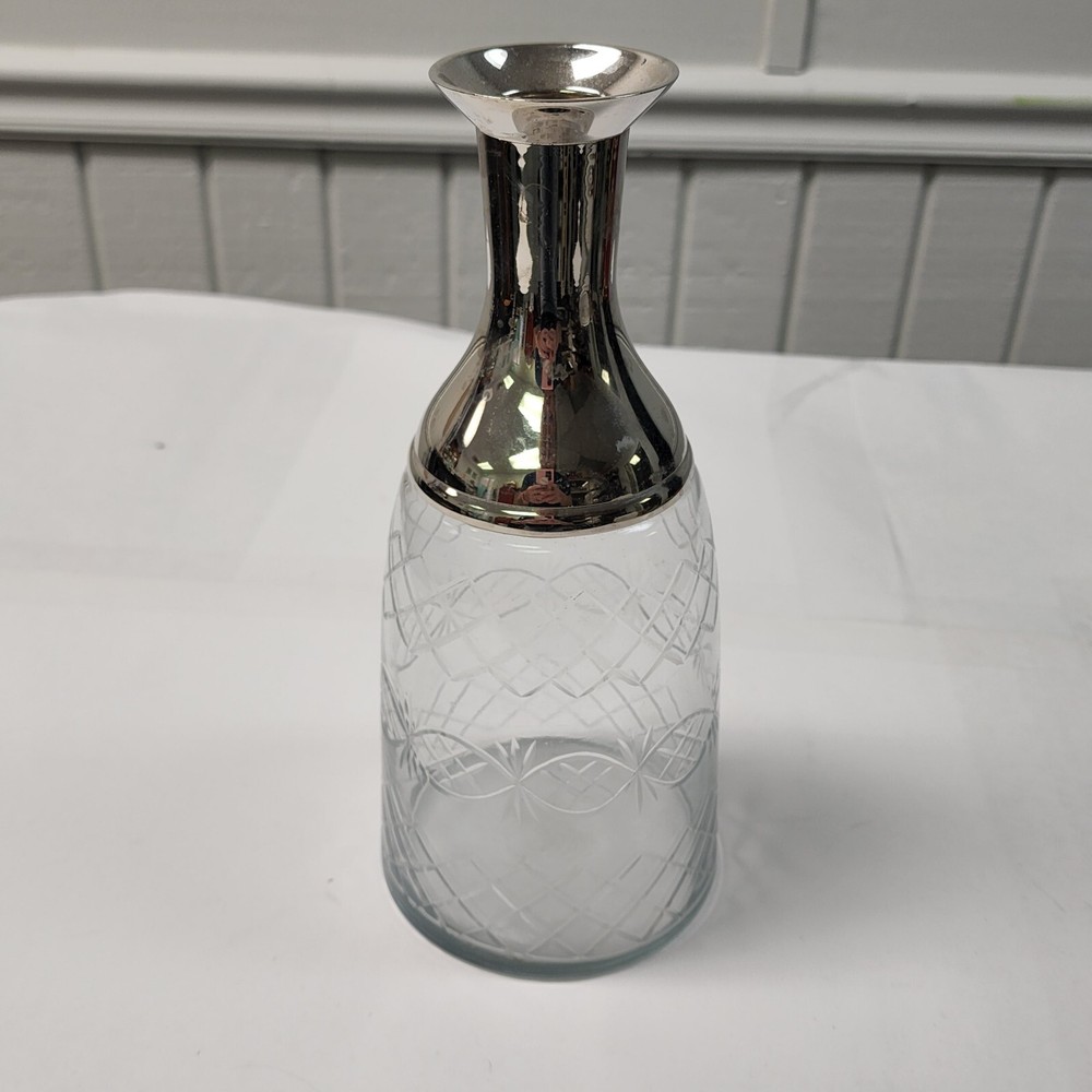 Vintage Crystal And Silverplated Wine Decanter Pitcher