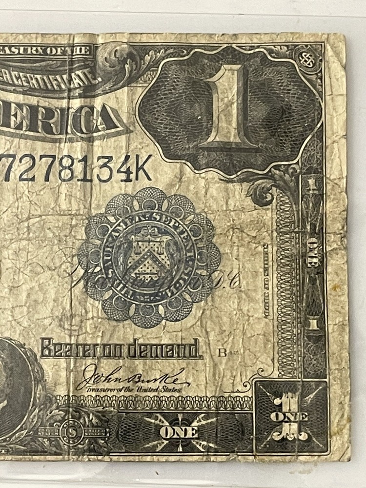 Large Bill 1899 Silver Certificate One Dollar Black Eagle