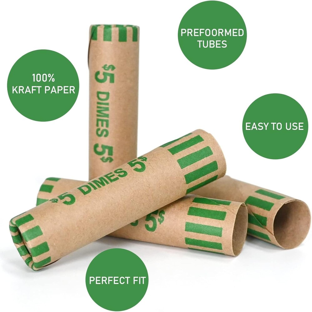 118 PCS Preformed Coin Wrappers Rolls-Dimes