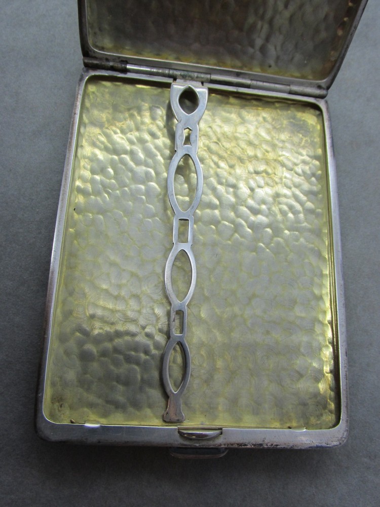 Vintage Tooled Sterling Silver Cigarette Case Monogram MBR 88 grams