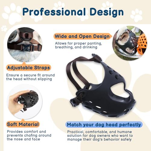 Dog Muzzle for Short Snout Dogs Soft Silicone Muzzle for Biting Chewing