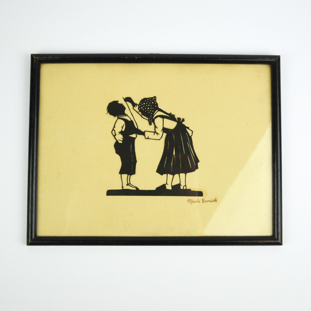 Original Silhouette - Elfriede Harnisch - Signed & Framed - Seamstress
